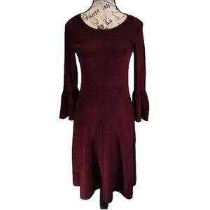 Liz Claiborne Career Vintage Sweater Knit Dress With Bell Sleeve‎ Size M